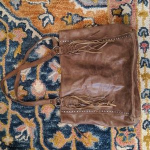 The Sak Montara leather Fringe tote hobo bag purse